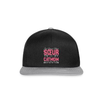 J'ai deux titres Sœur et catmom. Cadeau soeur.chat - Casquette snapback - noir/gris - Devant