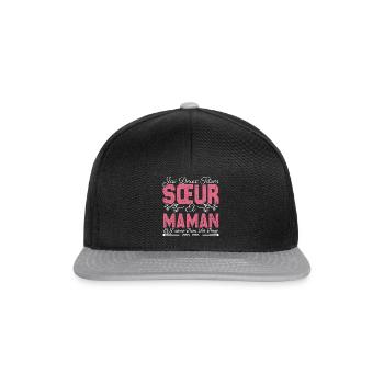 J'ai deux titres Sœur et maman. Cadeau soeur . - Casquette snapback - noir/gris - Devant