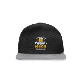 Nur Hübsch Sein Reicht Nicht Man Muss Bier Trinken - Snapback Cap - Schwarz/Grau - Vorne