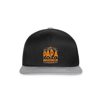 J'ai deux titres Papa et Ingénieur, Cadeau Papa. - Casquette snapback - noir/gris - Devant