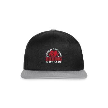 Boxing Grandpa est mon nom La boxe est mon jeu - Boxi - Casquette snapback - noir/gris - Devant