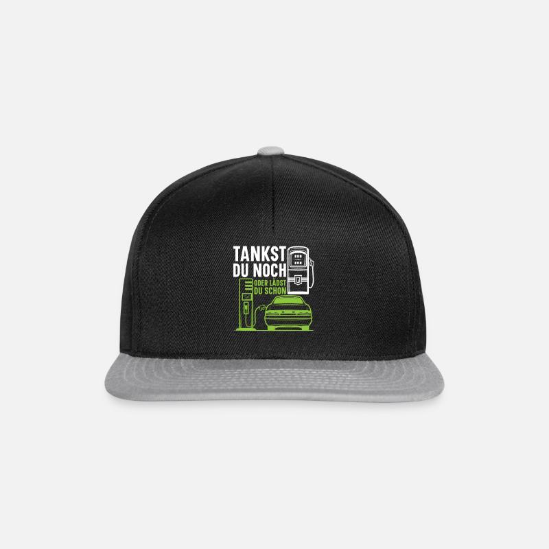 E-Auto Tankstelle Elektro Auto Ladestation - Elekt - Snapback Cap - Schwarz/Grau