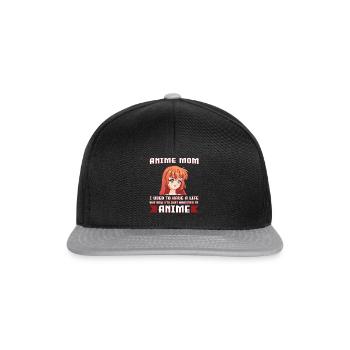 anime merch Anime anime mom Geschenk - Snapback Cap - Schwarz/Grau - Vorne