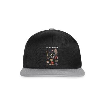 Chimpanzee Orangutan Monkey Lover - All My Monkeys - Snapback Cap - black/grey - Front
