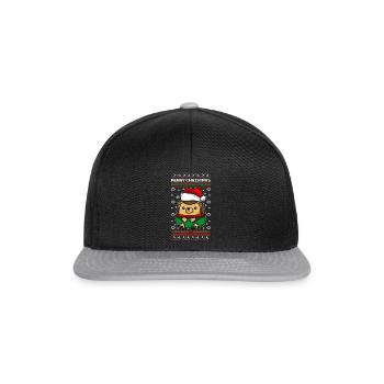 Igel mit Ugly Christmas Sweater - Snapback Cap - Schwarz/Grau - Vorne