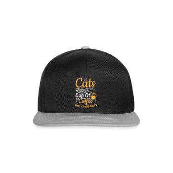 Amoureux des chats - Les chats et une tasse de café qui est Happin - Casquette snapback - noir/gris - Devant