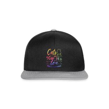 Cats And A Cup Of Tea That's Happiness - Cat Lover - Snapback Cap - black/grey - Front