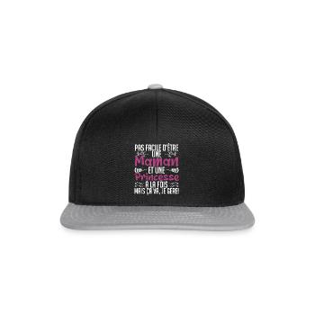 pas facile d'être une maman et une Princesse. - Casquette snapback - noir/gris - Devant