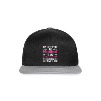 pas facile d'être une maman et une Documentaliste - Casquette snapback - noir/gris - Devant