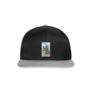 Katze Der Eremit Tarotkarten Design für einen Taro - Snapback Cap - Schwarz/Grau - Vorne