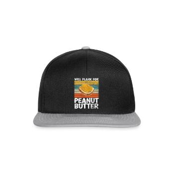 Will Plank For Peanut Butter Lustiges Sprichwort - Snapback Cap - Schwarz/Grau - Vorne