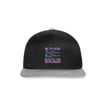 Mein Herz Schlägt Für Schlager Volksmusik Gaudi - Snapback Cap - Schwarz/Grau - Vorne