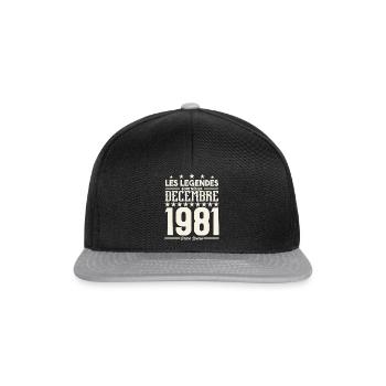 Les Légendes Sont Nés En Décembre 1981, Cadeau. - Casquette snapback - noir/gris - Devant