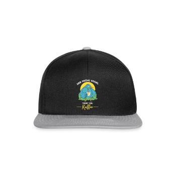 Der Frühe Vogel Trinkt Viel Kaffee - Frühe Vogel - Snapback Cap - Schwarz/Grau - Vorne