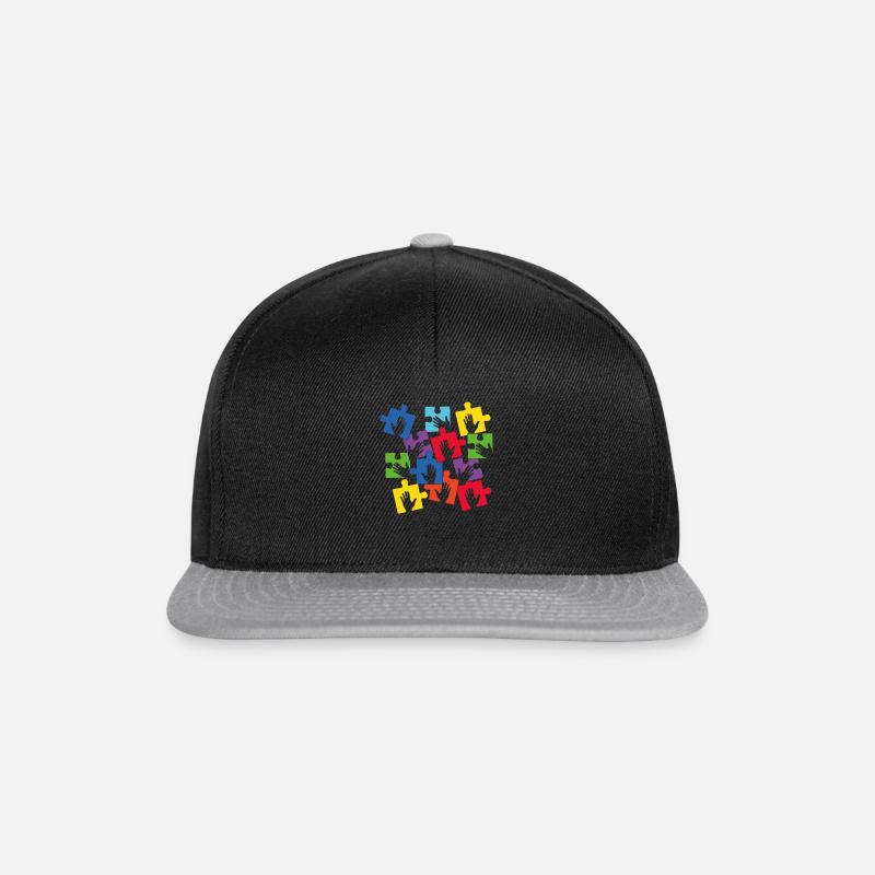 Puzzle Hand Be Kind Autism Awareness Autistic - Snapback Cap - black/grey