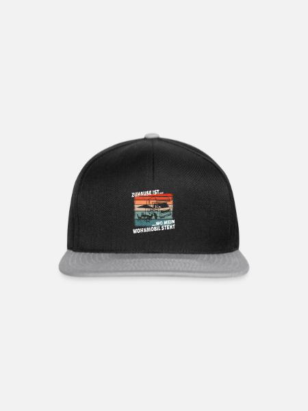 Camper Geschenkidee Camping - Snapback Cap - Schwarz/Grau