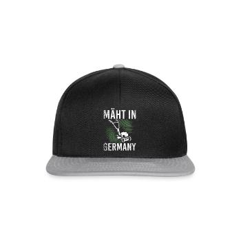 Mäht In Germany Garten Gartenarbeit Rasenmäher - Snapback Cap - Schwarz/Grau - Vorne