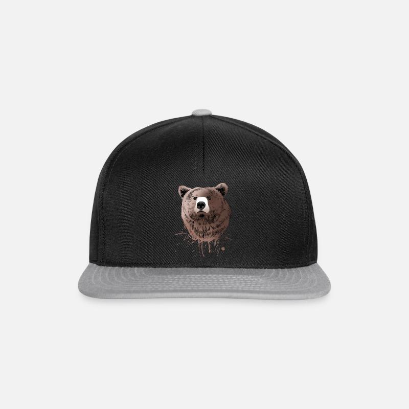 Kopf Bär Malerei - Snapback Cap - Schwarz/Grau