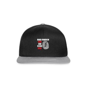 Fahrrad Zubehör Radfahrer Motiv - Snapback Cap - Schwarz/Grau - Vorne