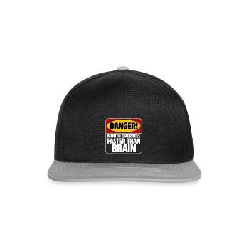 Danger! Mouth Operates Faster Than Brain 4 - Snapback Cap - black/grey - Front