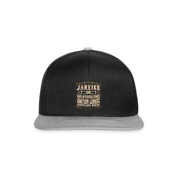 Vintage Janvier 56 ans. anniversaire janvier. - Casquette snapback - noir/gris - Devant