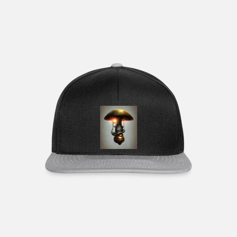 Steampunk Metal Pilz mit Dangling - Snapback Cap - Schwarz/Grau