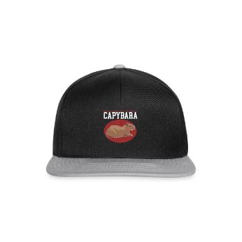 Capybara Dad | Wasserschwein Capybaras Geschenk - Snapback Cap - Schwarz/Grau - Vorne