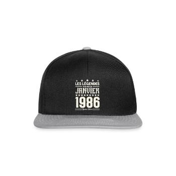 cadeau d'anniversaire janvier 1986. Janvier 1986. - Casquette snapback - noir/gris - Devant