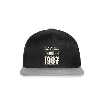 cadeau d'anniversaire janvier 1987. Janvier 1987. - Casquette snapback - noir/gris - Devant