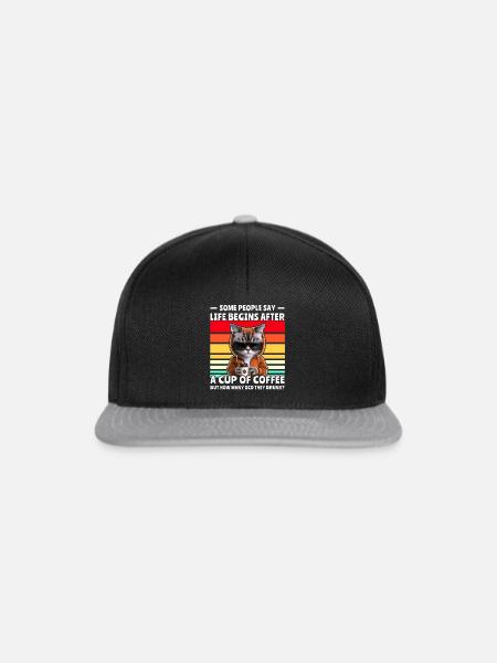 Retro Katze Kaffee - Snapback Cap - Schwarz/Grau