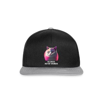 Katzen Sprüche Katzenmotiv Katzenliebhaber - Snapback Cap - Schwarz/Grau - Vorne