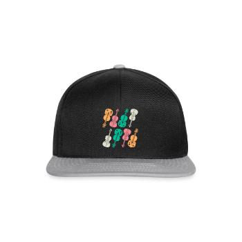 Double Bass Player Double Bassist - Retro Double B - Snapback Cap - Schwarz/Grau - Vorne