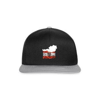 Österreich Flagge Landkarte - Snapback Cap - Schwarz/Grau - Vorne