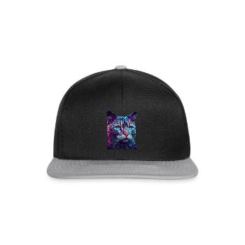 Cat Cats Kitten Polygon Cat - Snapback Cap - black/grey - Front