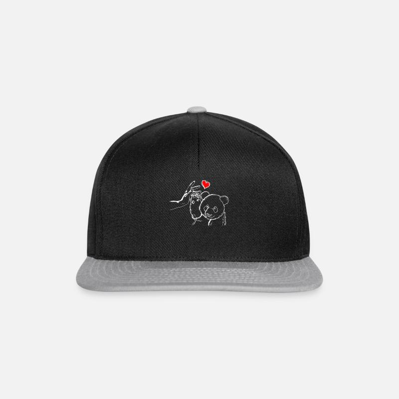 Panda Herz Händchen Halten mit Panda - Snapback Cap - Schwarz/Grau