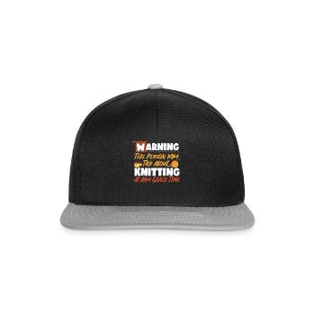 Knitting Knitter Warning This - Snapback Cap - Schwarz/Grau - Vorne
