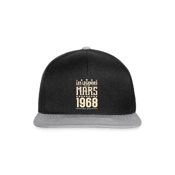 cadeau d'anniversaire mars 1968. cadeau Mars 1968. - Casquette snapback - noir/gris - Devant