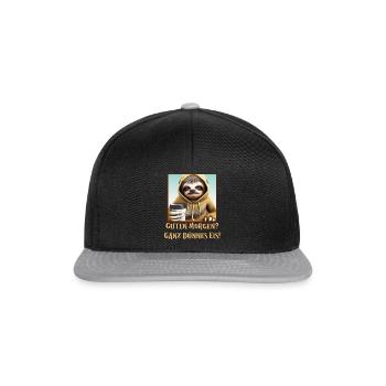 Witziges Faultier mit Spruch: Guten Morgen... - Snapback Cap - Schwarz/Grau - Vorne