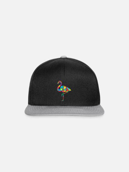 Flamingo Polygon Wild Animal - Snapback Cap - Schwarz/Grau