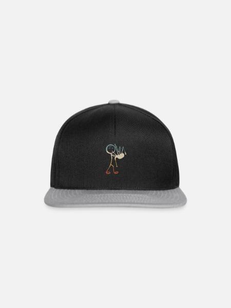 Bagpipe Player Stick Figure Bagpiper Bagpipe Instr - Snapback Cap - Schwarz/Grau