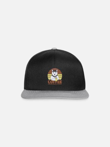 Kaffee Hund Husky - Snapback Cap - Schwarz/Grau