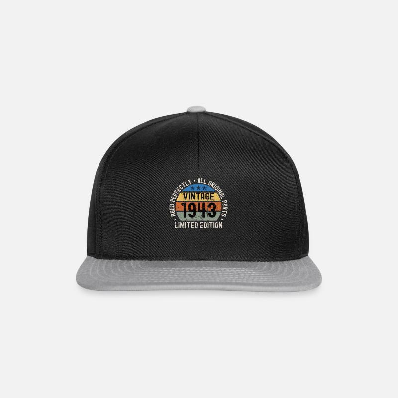 80th birthday vintage 1943 - Snapback Cap - black/grey