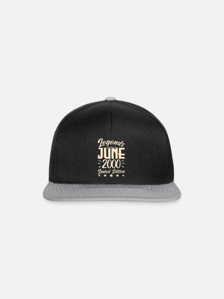 Geboren Juni 2000 Geburtstagsgeschenk 2000. - Snapback Cap - Schwarz/Grau