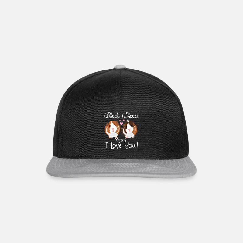 Wheek I Love You Guinea Pig Clothes Cavy - Snapback Cap - black/grey