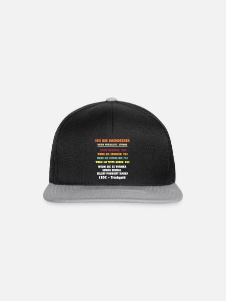 Ich bin DACHDECKER Preisliste - Snapback Cap - Schwarz/Grau
