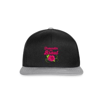 Freundin der Braut Rose Geschenk Hochzeit - Snapback Cap - Schwarz/Grau - Vorne