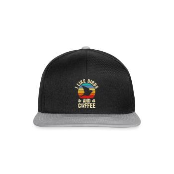 I like Birds & Coffee Funny vintage Birds theme - Snapback Cap - black/grey - Front