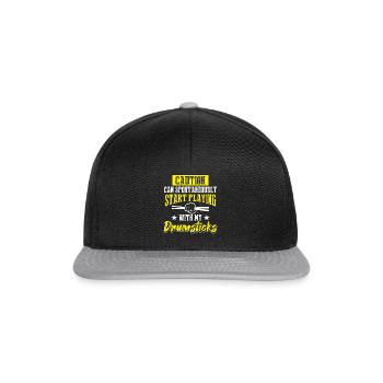 Caution Can Spontaneously Start Playing With My Dr - Snapback Cap - Schwarz/Grau - Vorne