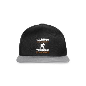 TISCHTENNIS IST WICHTIGER! Tischtennis Verein - Snapback Cap - Schwarz/Grau - Vorne
