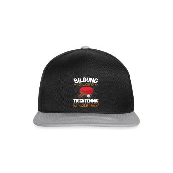 TISCHTENNIS IST WICHTIGER! Tischtennis Verein - Snapback Cap - Schwarz/Grau - Vorne